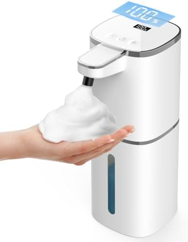 Luxspire ハンドソープ ディスペンサー 自動 泡 420ml ホワイト | 9段階調整, 充電式, 大容量, 電池残量表示, 壁掛け&卓上置き, IPX5防水, 長持ち, 食器洗剤・シャンプー・泡タイプ洗剤対応, コードレス, 静音, 高感度センサー, 衛生的, シンプル操作, 手を触れずに使える, 日本語説明書付き
