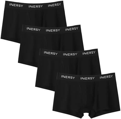 [INNERSY] ボクサーパンツ メンズ パンツ 前開き 下着 綿 ローライズ ボクサーブリーフ 通気吸湿 4枚セット | 柔らか 吸汗性 蒸れにくい 高伸縮 締め付けなし 跡が残らない ロゴ付きウエストバンド タグレス 肌にフィット 男性用 大きいサイズ