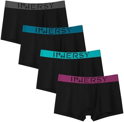 [INNERSY] ボクサーパンツ メンズ パンツ 前開き 下着 綿 ローライズ ボクサーブリーフ 通気吸湿 4枚セット | 柔らか 吸汗性 蒸れにくい 高伸縮 締め付けなし 跡が残らない ロゴ付きウエストバンド タグレス 肌にフィット 男性用 大きいサイズ