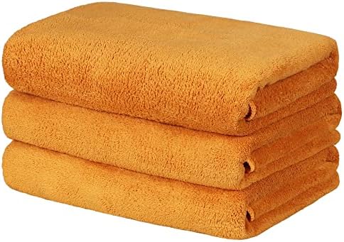 Oseamaid マイクロファイバー バスタオル 大判 5枚セット約60×120cm(ベージュ ピンク パープル ブルー ダークブルー) | 吸水速乾, ふわふわ, 肌触り, 抗菌防臭