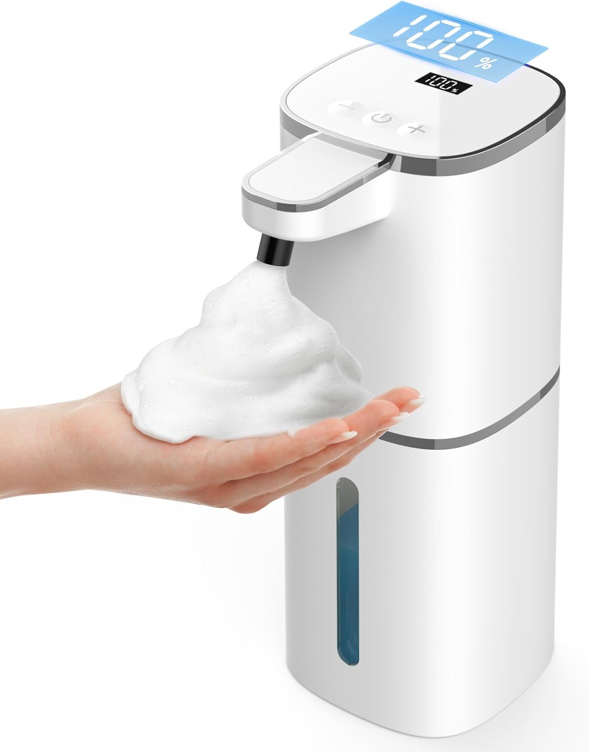 Luxspire ハンドソープ ディスペンサー 自動 泡 420ml ホワイト | 9段階調整, 充電式, 大容量, 電池残量表示, 壁掛け&卓上置き, IPX5防水, 長持ち, 食器洗剤・シャンプー・泡タイプ洗剤対応, コードレス, 静音, 高感度センサー, 衛生的, シンプル操作, 手を触れずに使える, 日本語説明書付き
